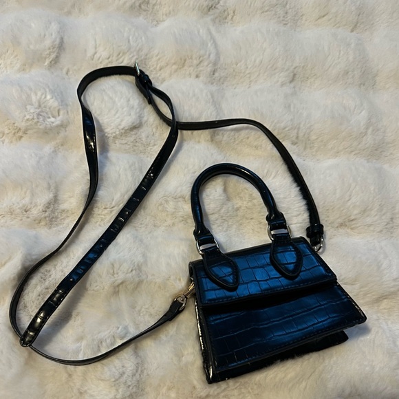 Urban Outfitters Handbags - Urban Expressions Black Croc Embossed Mini Top Handle Crossbody Bag